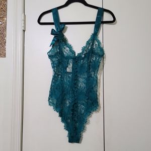 Vintage Victoria's Secret Green Lace Teddy